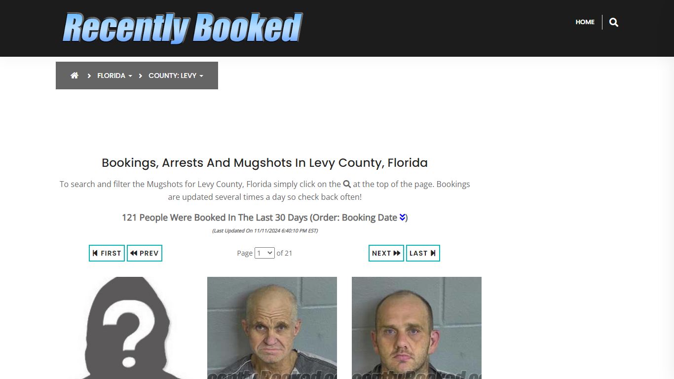 Bookings, Arrests and Mugshots in Levy County, Florida - Recently Booked